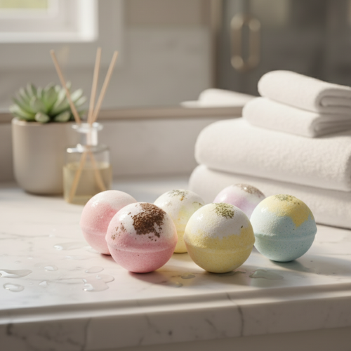 bombe de bain du coffret zen ritual sur un comptoir