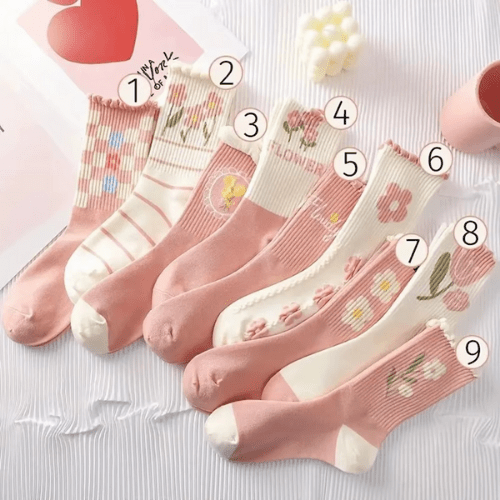 Chaussette Femme - Fleur Rose - 9 paires - Mon Repos Mérité