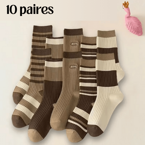 Chaussette Femme Marron - 10 paires - Mon Repos Mérité