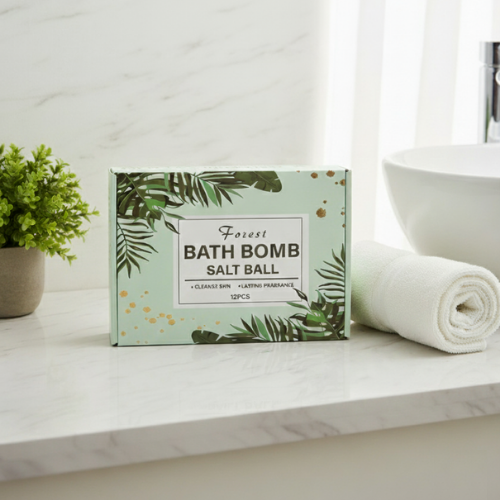 coffret bombe de bain sensoasis sur un comptoir de salle de bain