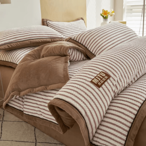 couette lestée rayée bestsleep marron