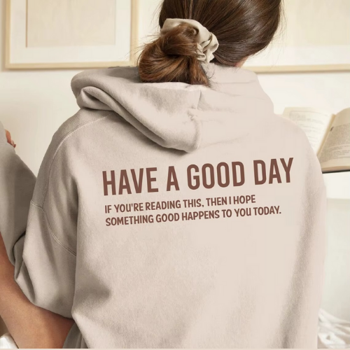 hoodie femme have a good day apricot