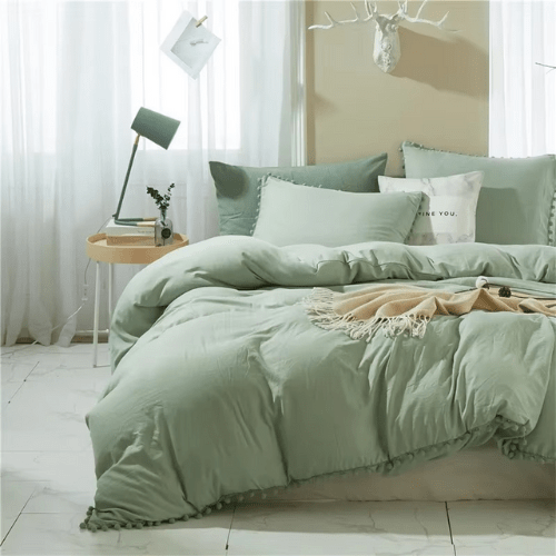 Housse de Couette avec Pompon - 3pcs - Mon Repos Mérité