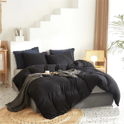 Housse de Couette avec Pompon - 3pcs - Mon Repos Mérité