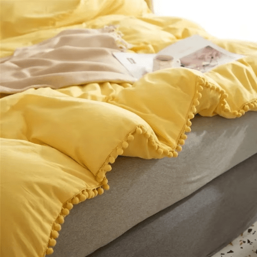 Housse de Couette avec Pompon - 3pcs - Mon Repos Mérité