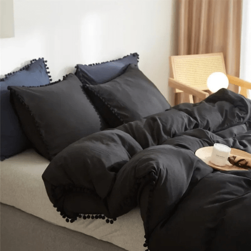 Housse de Couette avec Pompon - 3pcs - Mon Repos Mérité