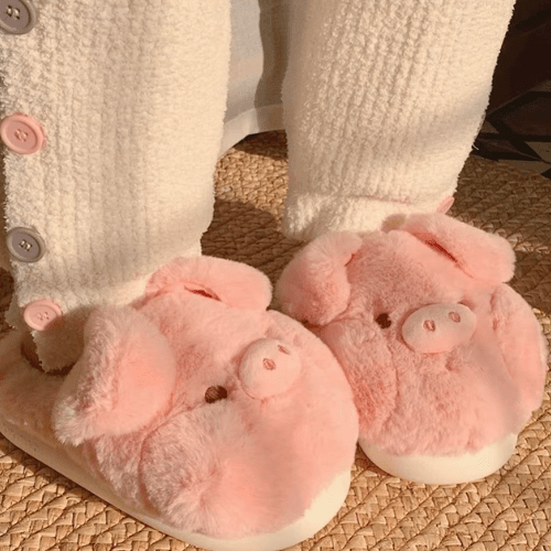 pantoufle femme cochon poilu