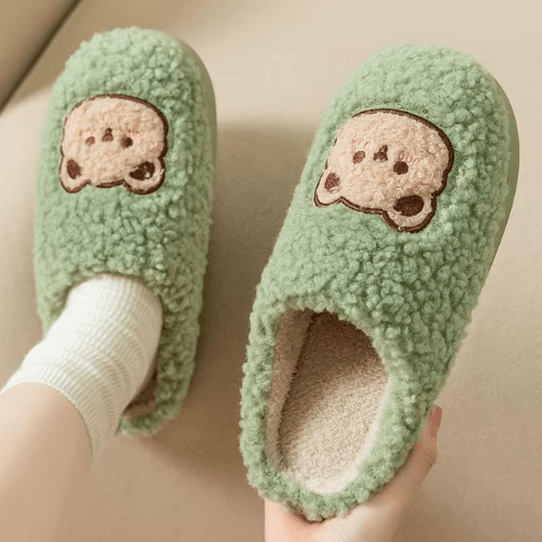 Pantoufles Femme Ours vert