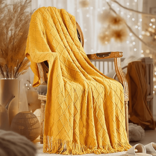 Plaid Cocooning - Jaune - Mon Repos Mérité