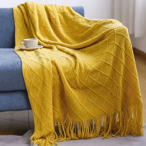 Plaid Cocooning - Jaune - Mon Repos Mérité