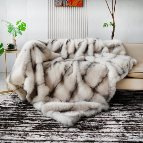 plaid doux fausse fourrure noctia blnc