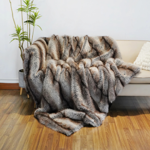plaid doux fausse fourrure noctia gris