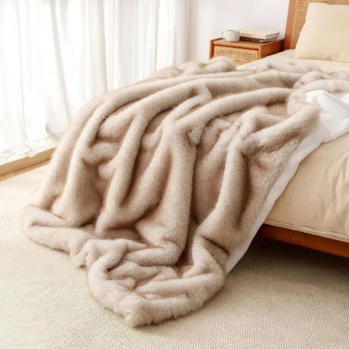 plaid fausse fourrure cozia beige
