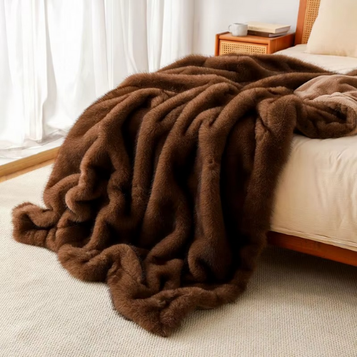 plaid fausse fourrure cozia brun