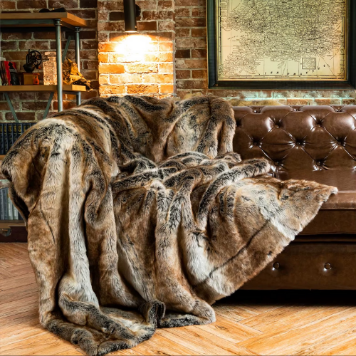 plaid fausse fourrure doulux brun