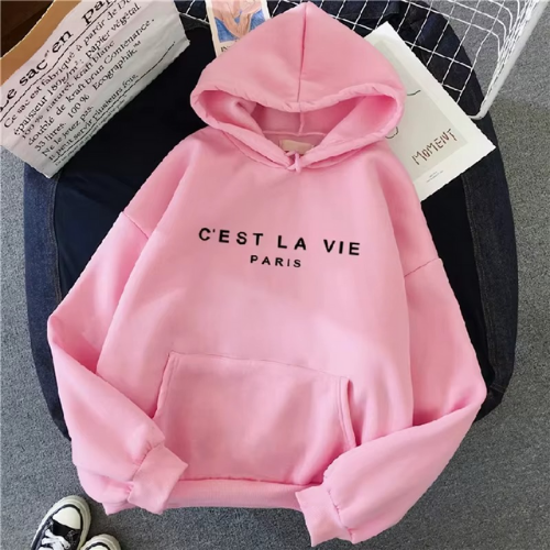sweat à capuche c'est la vie rose