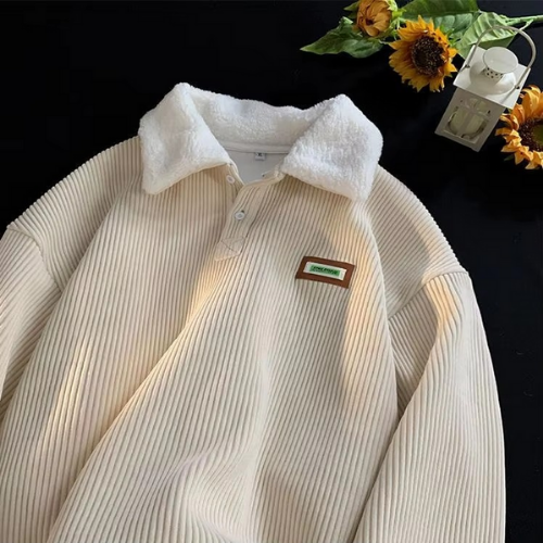 sweatshirt femme polo rayé apricot
