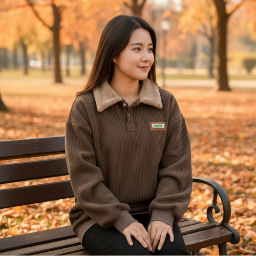 sweatshirt femme polo rayé pour hiver