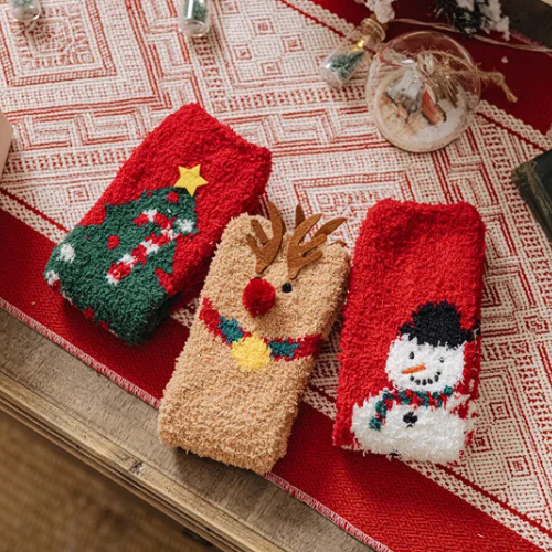 chaussette de noel polaire sur un napperon