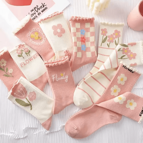 Chaussette Femme - Fleur Rose - 9 paires - Mon Repos Mérité