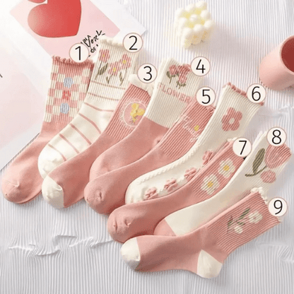 Chaussette Femme - Fleur Rose - 9 paires - Mon Repos Mérité