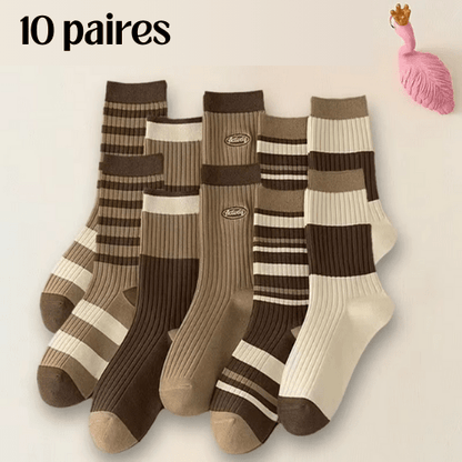 Chaussette Femme Marron - 10 paires - Mon Repos Mérité