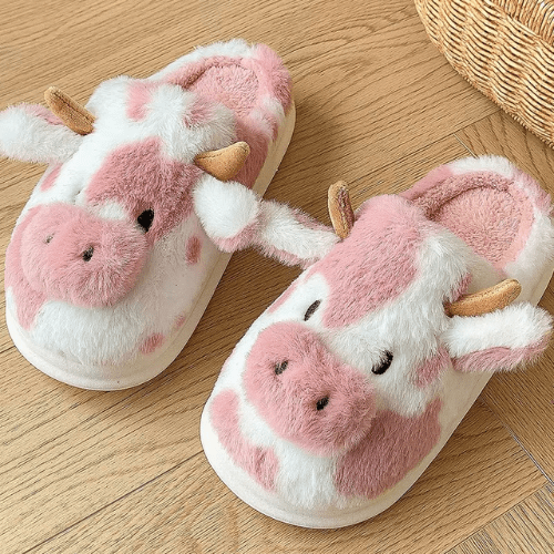 Chaussons Femme Vache rose