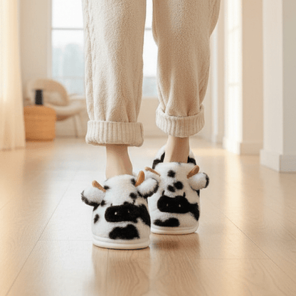 Chaussons Vache pour Femme - Mon Repos Mérité