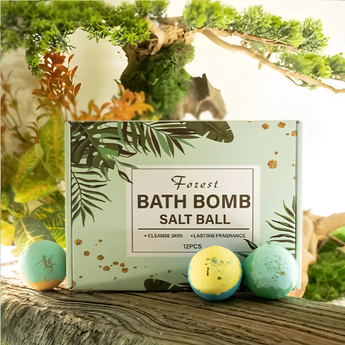 coffret bombe de bain sensoasis sur une table de bois