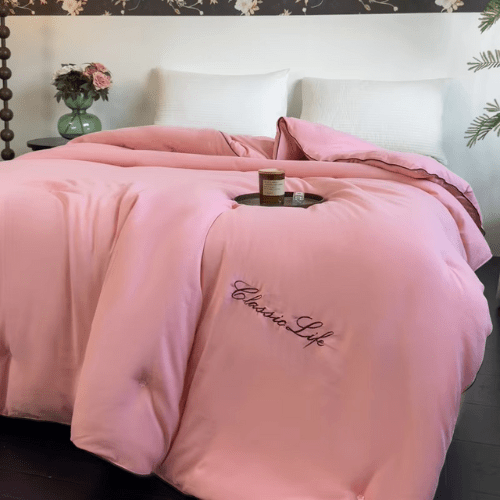 couette été naturelle en soie de mûrier rose