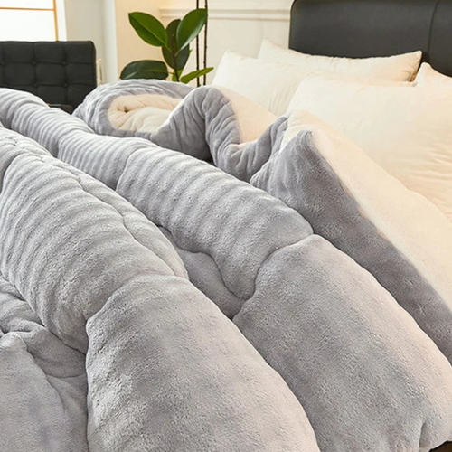 couverture lestée douce lovesleep gris à carreaux