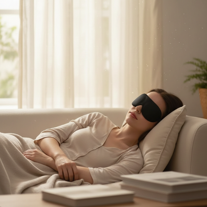 femme dormant avec le masque de sommeil sans nez