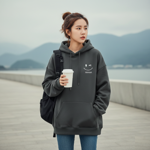 femme portant le sweatshirt femme cozysmile gris