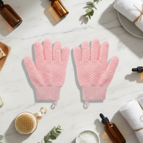 gant pour le corps exfoliation rose
