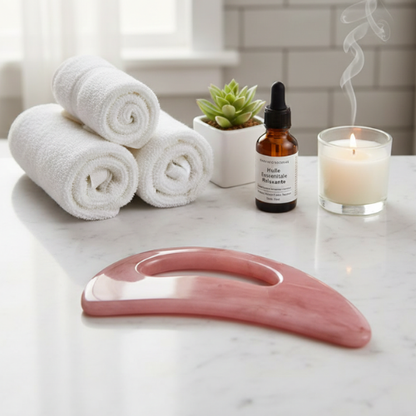 gua sha corps bodyscrape sur un comptoir