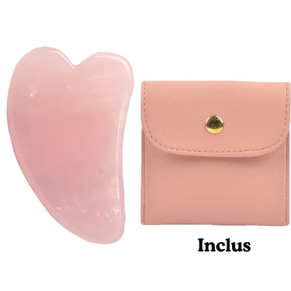 gua sha quartz rose avec pochette