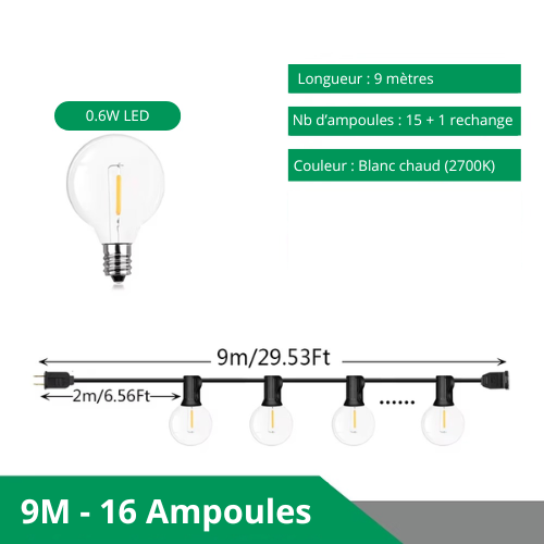 guirlande guinguette ronde 9 mètres