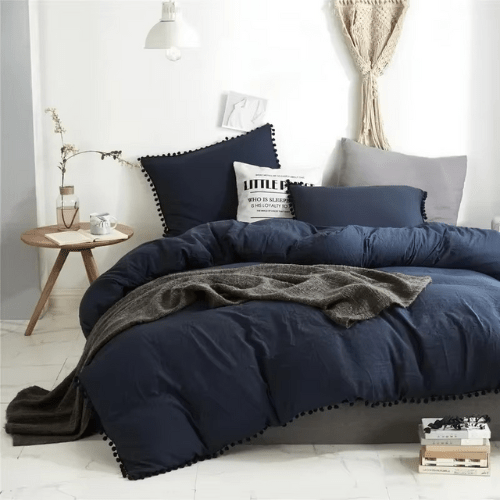 Housse de Couette avec Pompon - 3pcs - Mon Repos Mérité