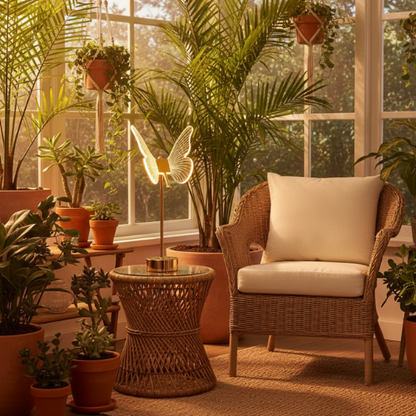 lampe papillon cosylight dans un espace vert