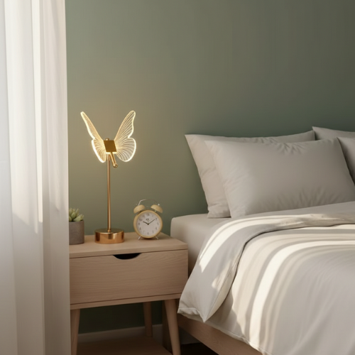 lampe papillon cosylight sur une table d'appoint