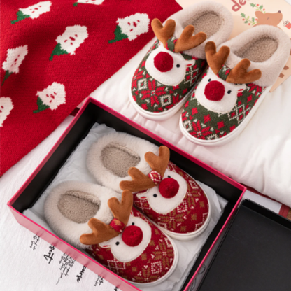 pantoufle noel reine au nez rouge dans un cadeau