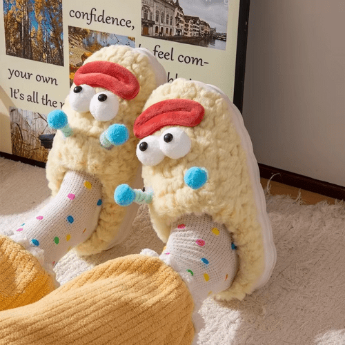 pantoufles femme funny face jaune