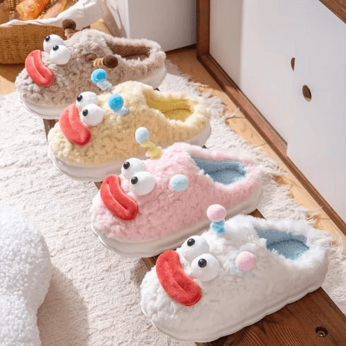 pantoufles femme funny face de maison