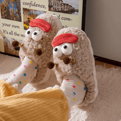 pantoufles femme funny face marron