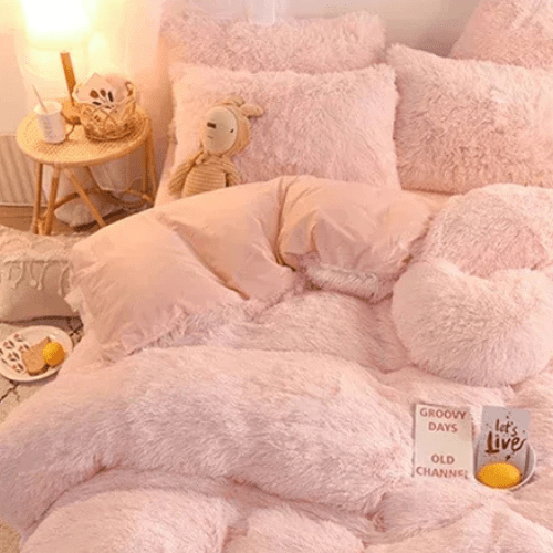 Parure de Lit à Fourrure - 4pcs - Mon Repos Mérité