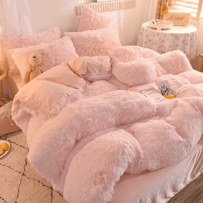Parure de Lit à Fourrure - 4pcs - Mon Repos Mérité