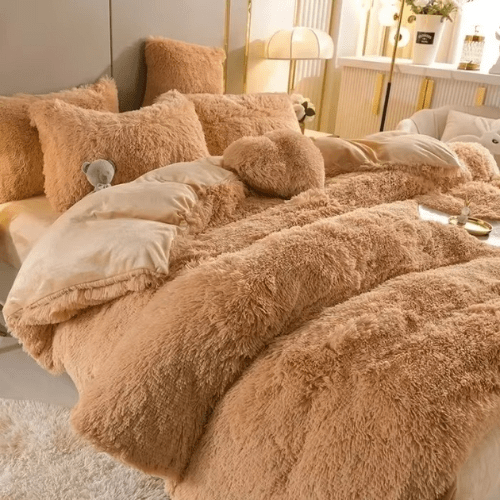 Parure de Lit à Fourrure - 4pcs - Mon Repos Mérité
