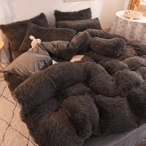 Parure de Lit à Fourrure - 4pcs - Mon Repos Mérité