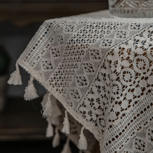 Rideaux Transparents en Crochet Beige - Mon Repos Mérité