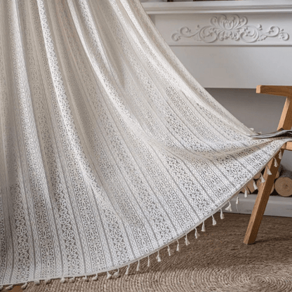 Rideaux Transparents en Crochet Beige - Mon Repos Mérité
